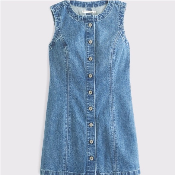 Abercrombie & Fitch Blue Denim Mini Dress - Medium Tall - Picture 3 of 6